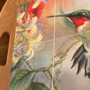 Beautiful Alabama artist hand painted tiles made into a gorgeous tray.Perfect!